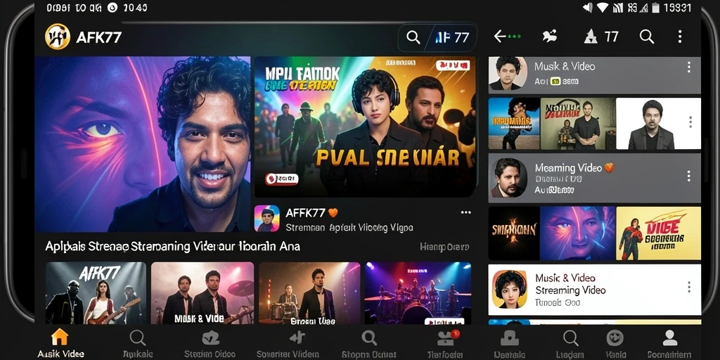 Antarmuka AFK77 yang sederhana dan fungsional untuk streaming video.
