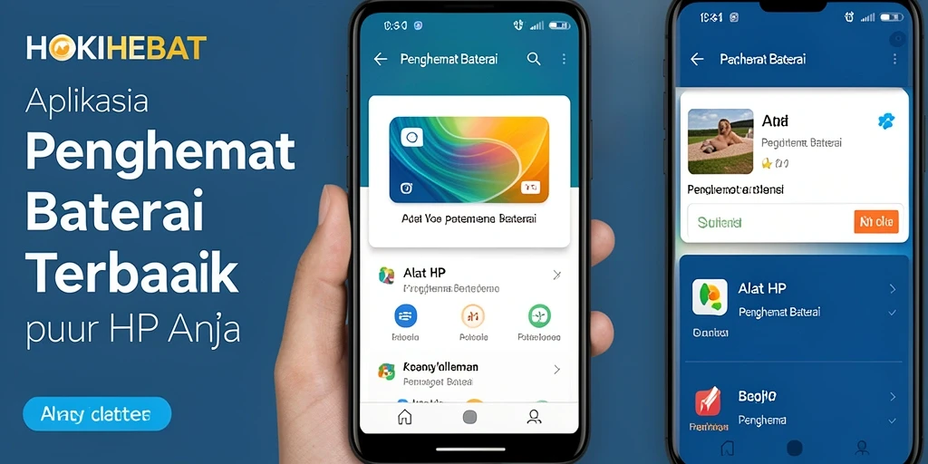 Tampilan antarmuka HOKIHEBAT dengan fitur Penghemat Baterai yang menarik.