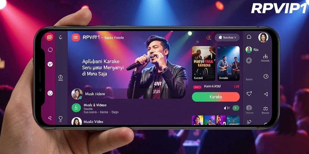 Tampilan antarmuka aplikasi Karaoke RPVIP1 yang menarik.