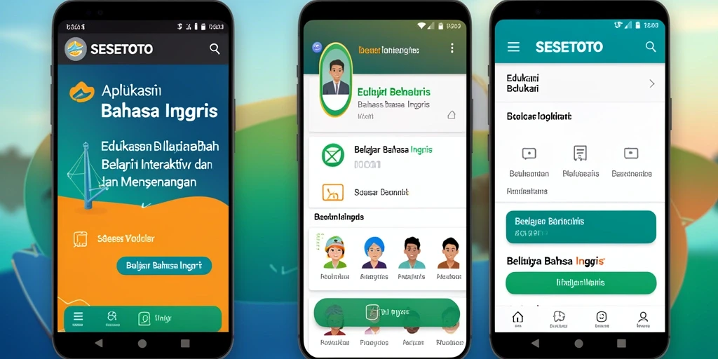 Antarmuka SESETOTO yang ramah pengguna untuk belajar bahasa Inggris.
